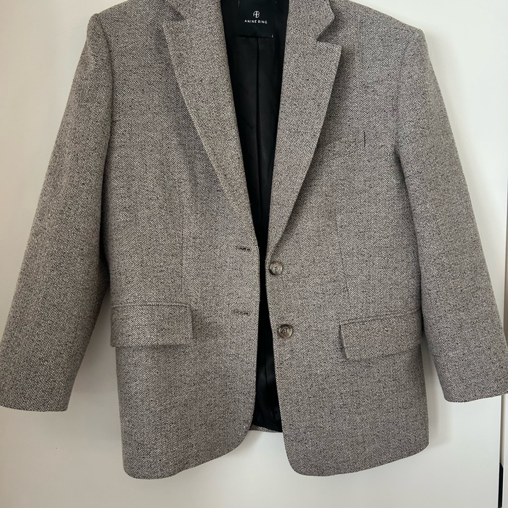 Anine Bing Quinn Blazer Textured Gray Suit Jacket small - Picture 13 of 16